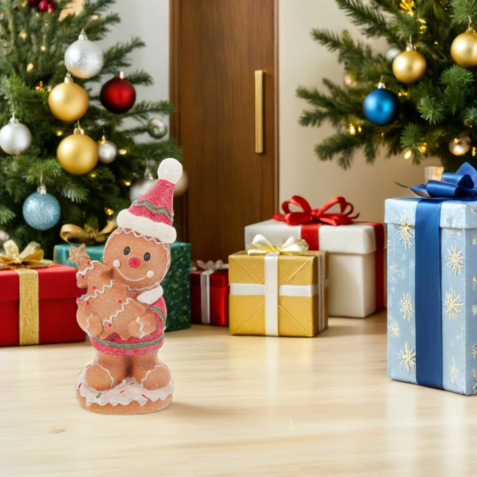 

Resin Gingerbread Man Decoration European Design Winter Xmas Shelf Table Centerpiece Holiday Gift Gingerbread Man Figure