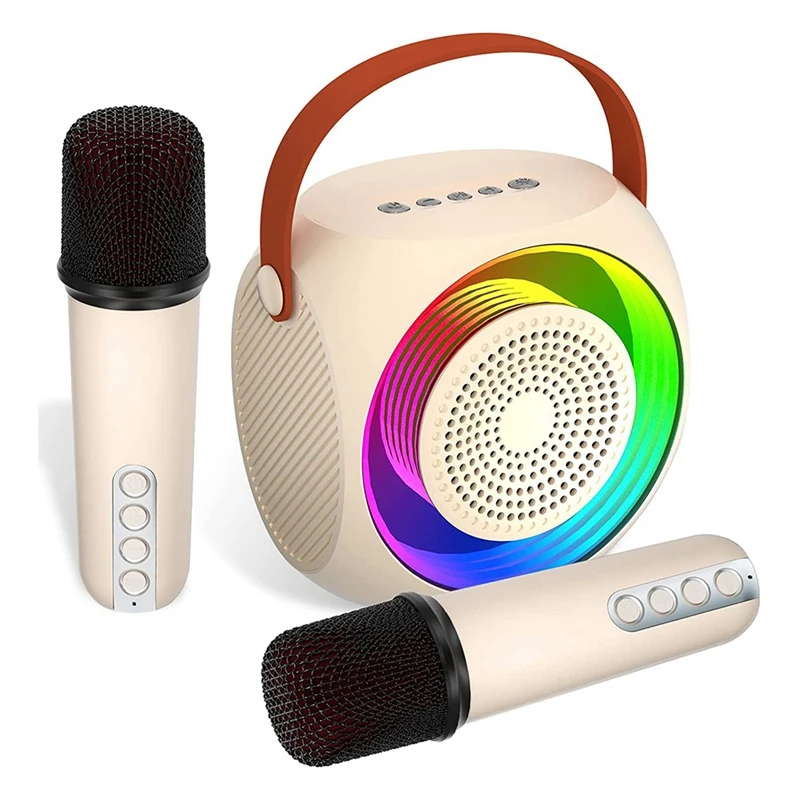 Mini Karaoke Machine, Portable Bluetooth Speaker Wireless Microphone For Kids And Adults With LED Lights