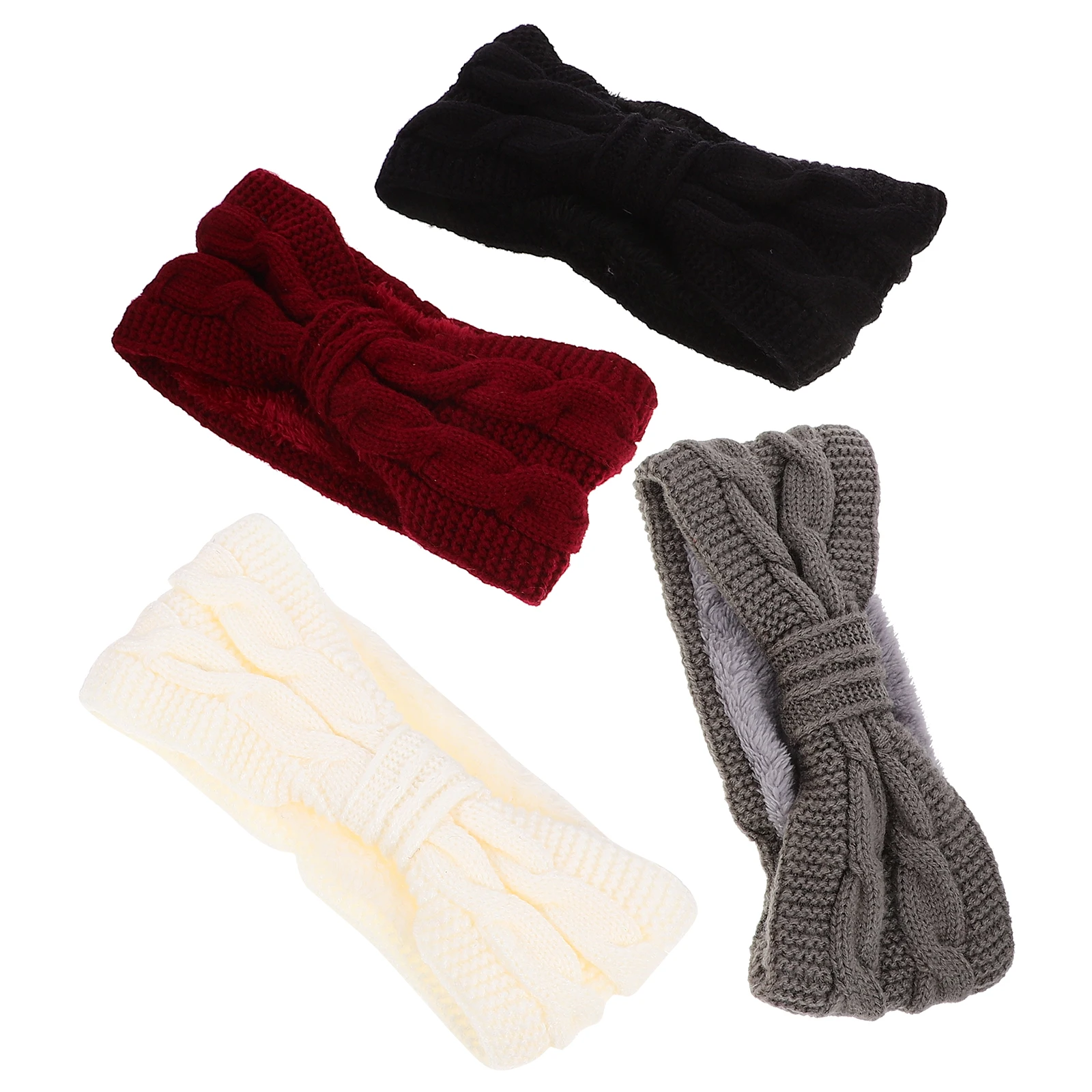 

4pcs Women Headbands Christmas Knitted Acrylic Warm Ear Winter Hair Accessories Black White Burgundy Gray Ski Bow