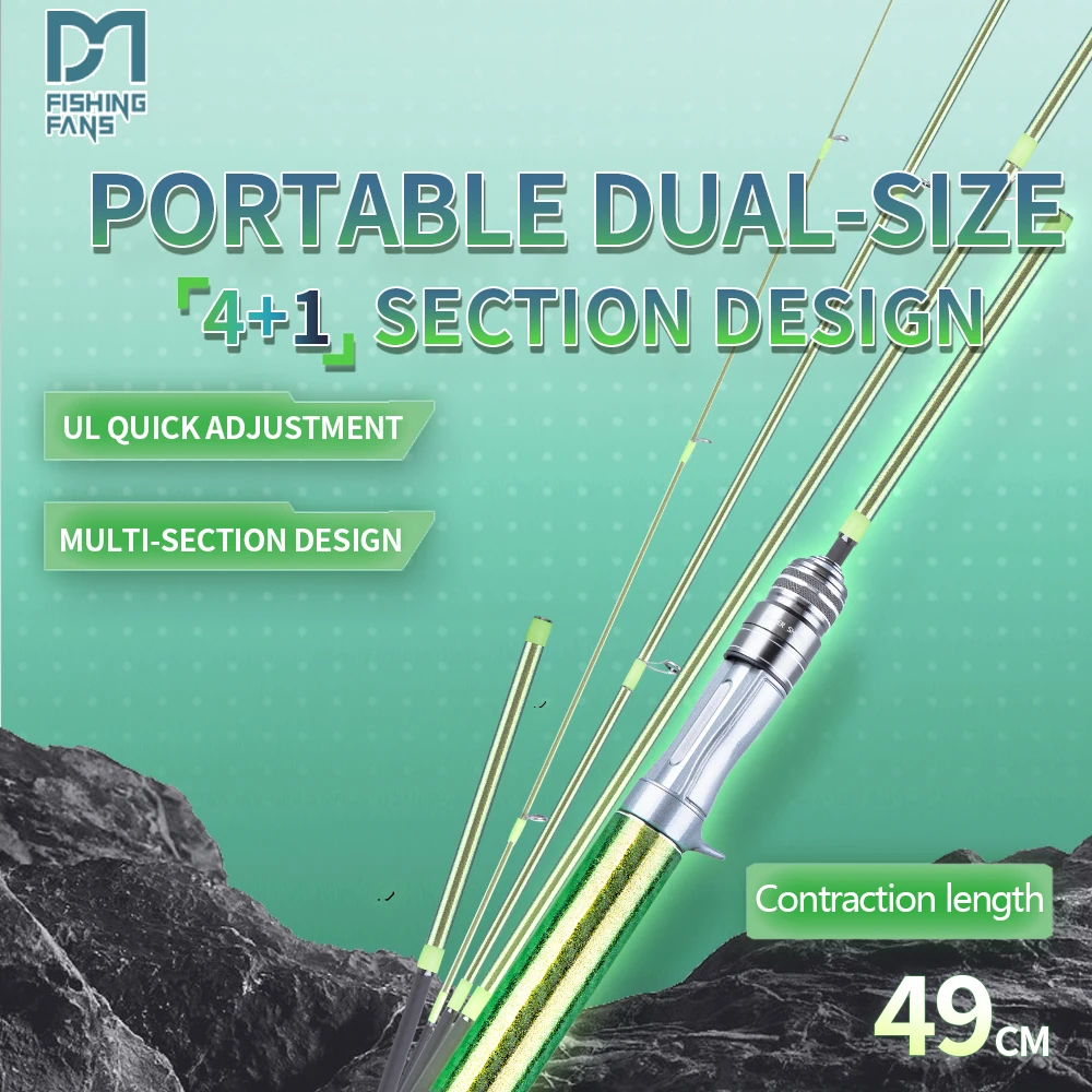 

Удочка FISHINGFANS KUAISHA 1.5-1.68м, ультралегкая, портативная, 5 секций, 50-565UL, карбоновая, для морской и пресноводной рыбалки на форель, краппи.