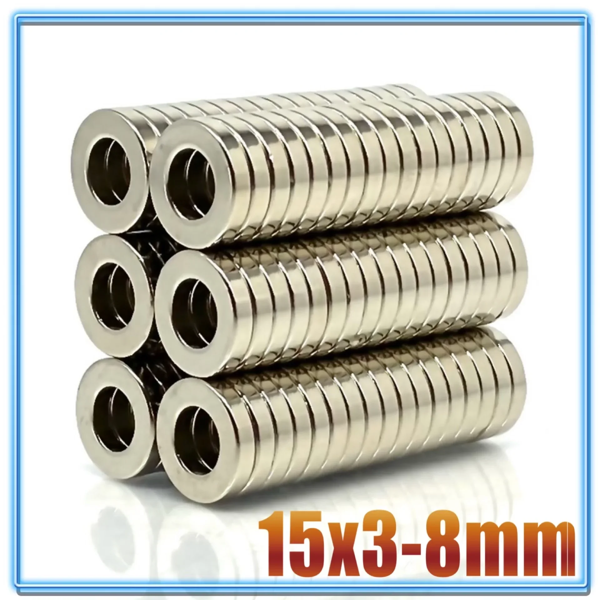 5/10/20/50/100/500Pcs 15x3-8 Strong Ring Neodymium Magnet Permanent Rare Earth Magnets 15*3-8 for Craft DIY 15*3 Hole 8