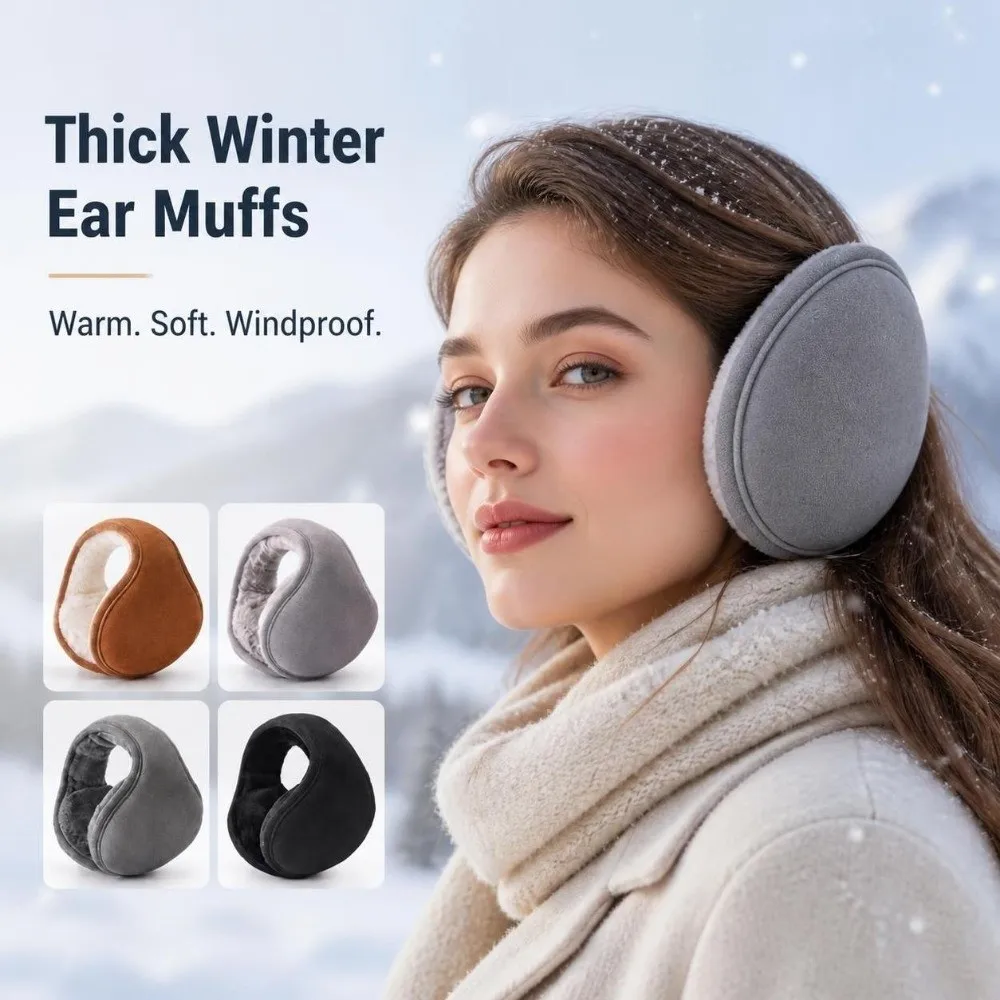 New Thicken Padding Warm Fur Earmuffs Warm Thicken Ear Covers Soft Cozy Windproof Velvet Ear Muffs Men Women