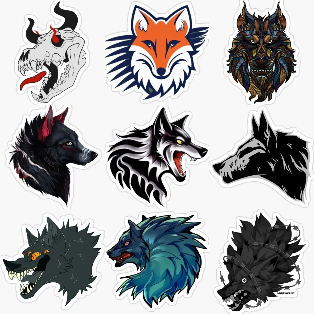 

Black Terror Fierce Wolf Cool Stickers Vinyl Wall Room Laptop Window Car Bicycle Off-road Helmet Camper Table Decal Customized
