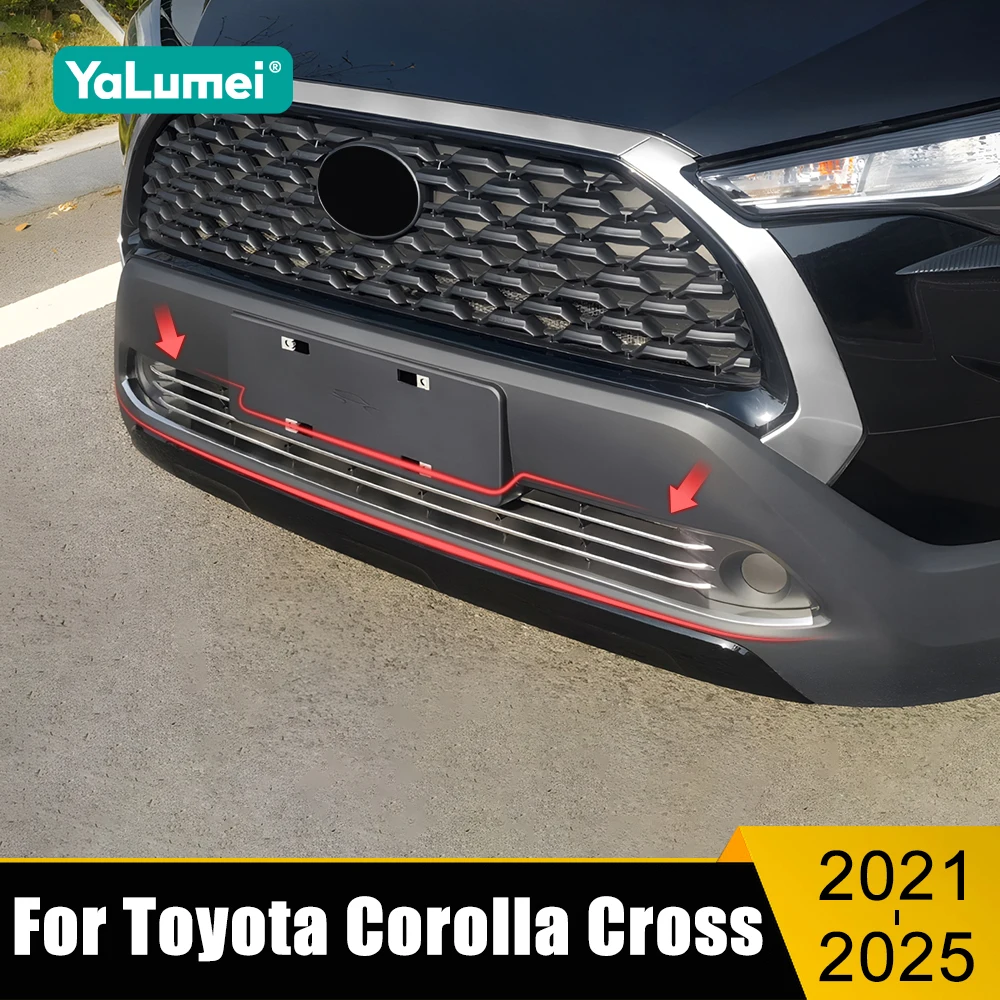 

For Toyota Corolla Cross XG10 2021 2022 2023 2024 2025 Hybrid Car Front Racing Grills Trim Strips Cover Accessories