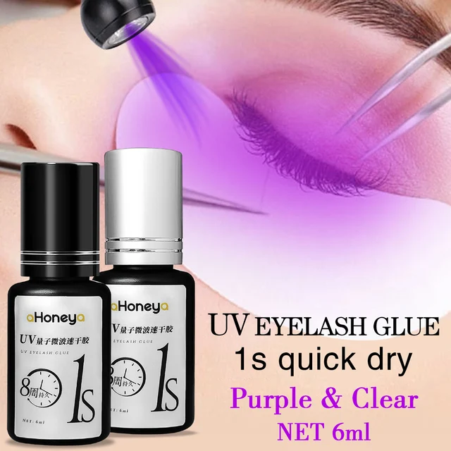 Salon UV Klej do przeszczepiania rzęs Fioletowy klej do rzęs UV 6ML Trwa 50-60 dni Wodoodporny i olejoodporny