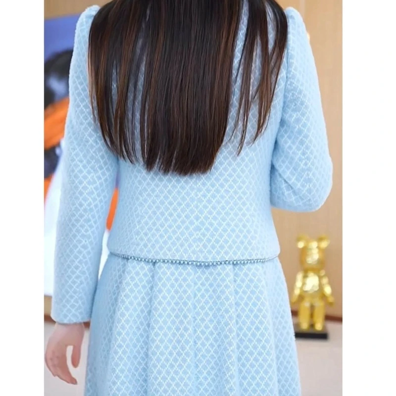 Moda terno colarinho jaqueta de emagrecimento + colete saia feminina outono 2025 novo elegante e engrossado conjunto de duas peças