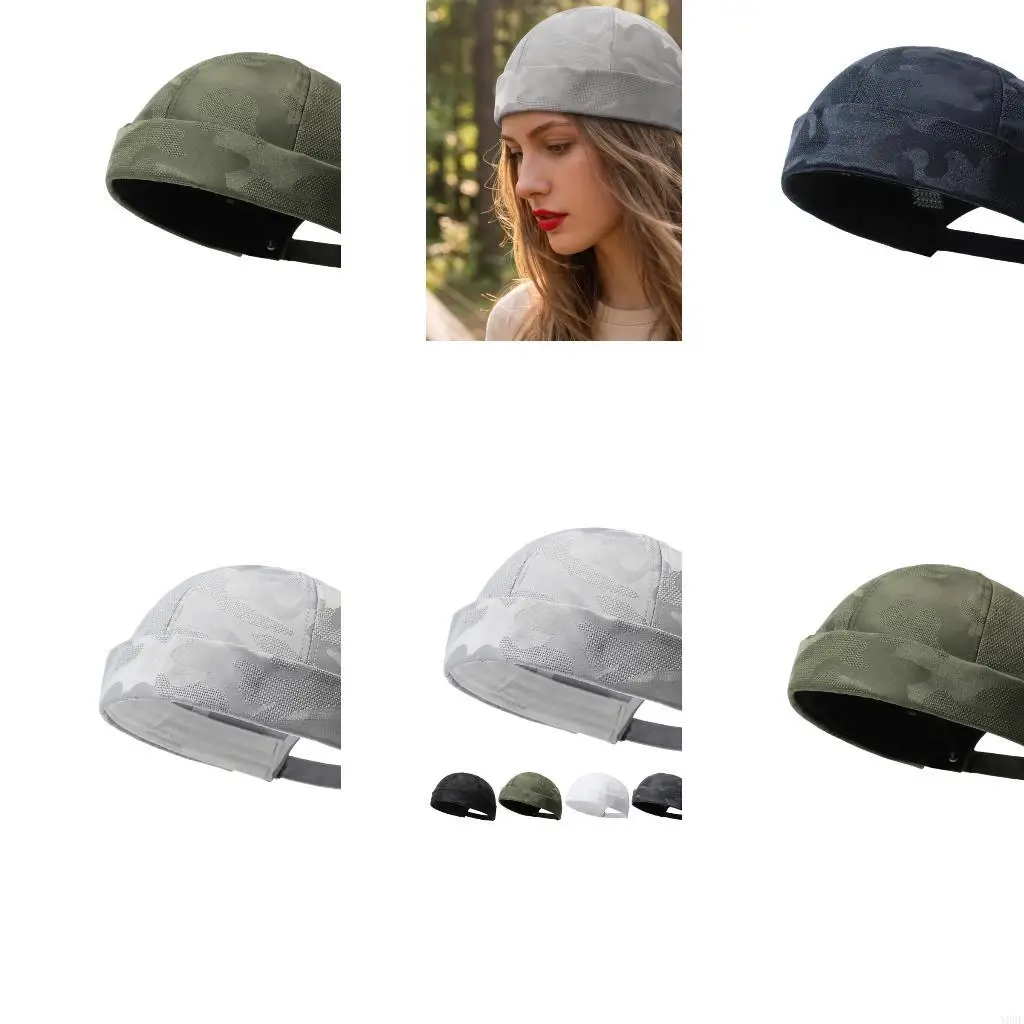 Brimless Hat for Women Men with Adjustable Back Closure and Fabric, Docker Skullcup for Casual Street wear, Outdoor Sport Y08E