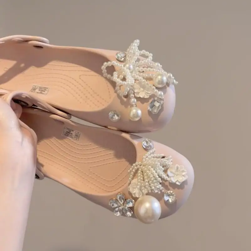 Luxury Pearl Chain Flower Ballet Clogs Accessories Summer 2026 Elegant Rhinestore DIY Shoes Charms Set Women Shoes Decorations