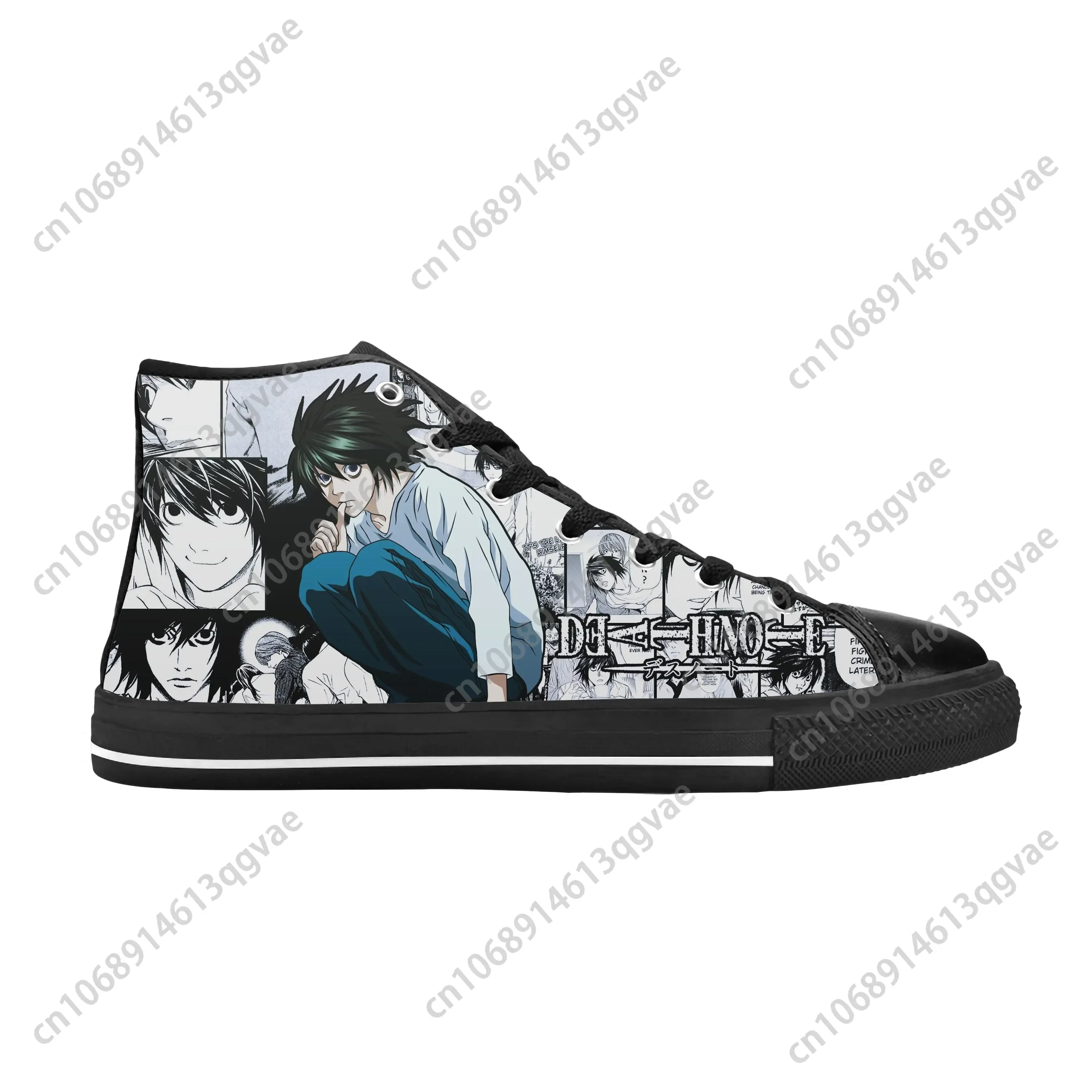 Manga Death Note Lawliet-zapatillas altas de Anime japonés para hombre y mujer, zapatillas ligeras de lona para adolescentes, zapatos personalizados para parejas