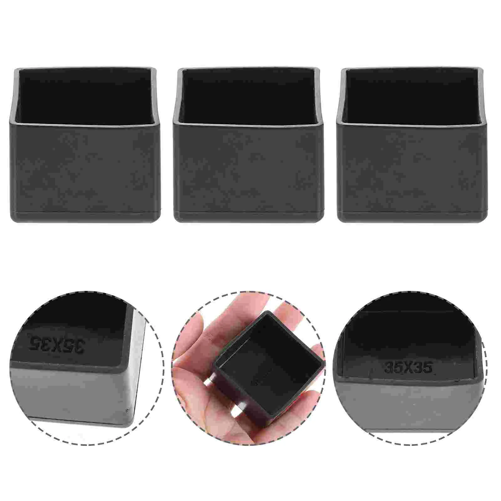 

12 Pcs Chair Leg Floor Protectors Square Black Pads for Hardwood Furniture Legs Cover Feet Easy Install No Damage