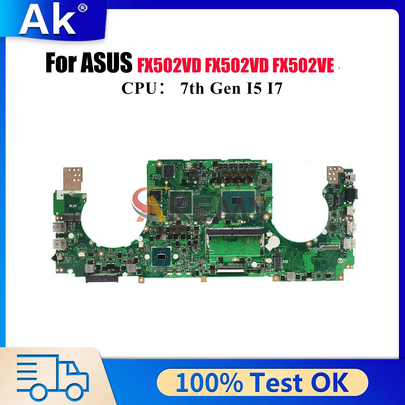 

FX502VD Laptop Motherboard For ASUS TUF Gaming FX502V FX502VD FX502VE Notebook Mainboard With I5 I7 CPU 100% tests OK fast ship