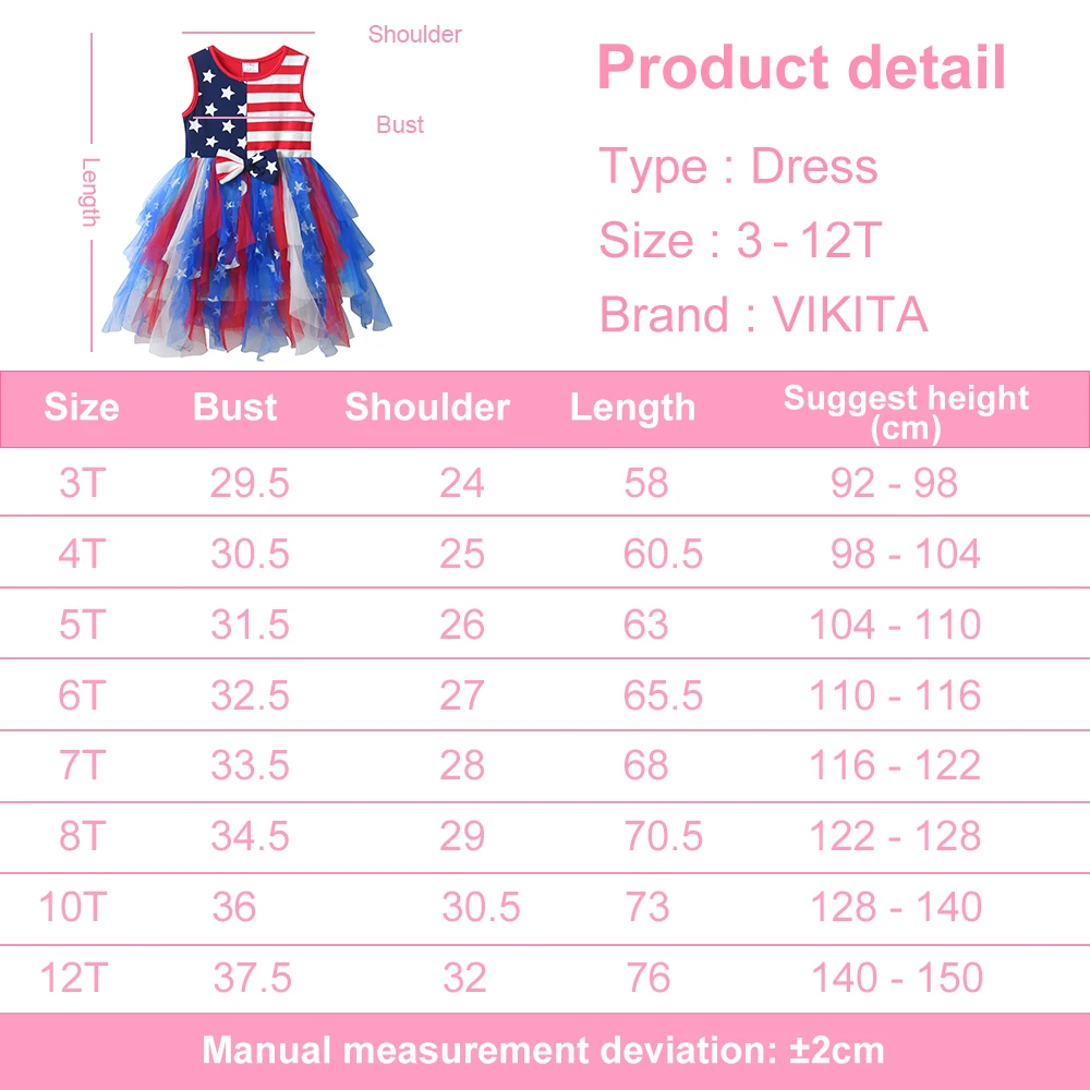 Mädchen-Tutu-Kleid mit Flagge, Sternen und Streifen, ärmellos, für den Sommer, für Kinder, Party, Cosplay, Tüll, Unabhängigkeitstag-Kleider – Detail 1