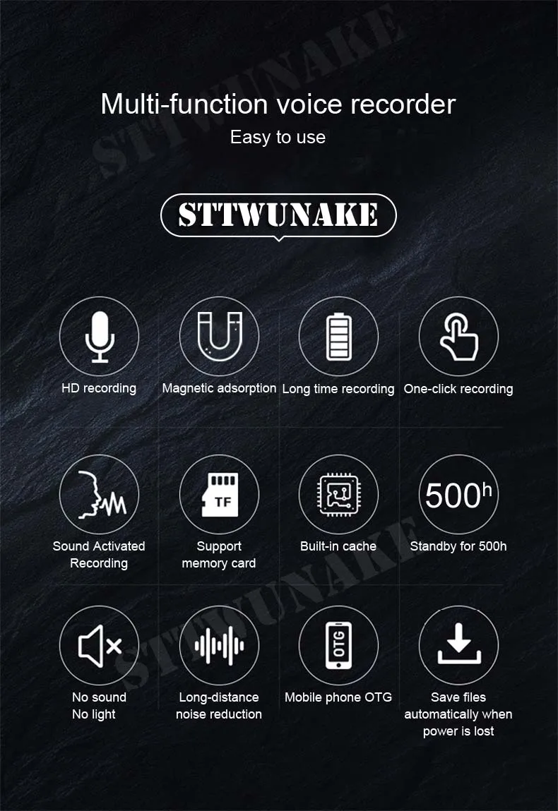 versteckt Spion Mini-Sprachaktivierter Rekorder, 500-Stunden-Digital-Aufnahmegerät, professionelles Sound-Diktiergerät, Audio, Micro-Aufnahme, tragbar, klein – Detail 1
