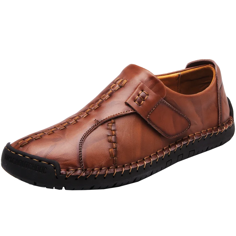 

Men's large-sized 38-48 leather shoes, anti-slip, comfortable, flat, hand-stitched men's shoes, casual elderly work shoes