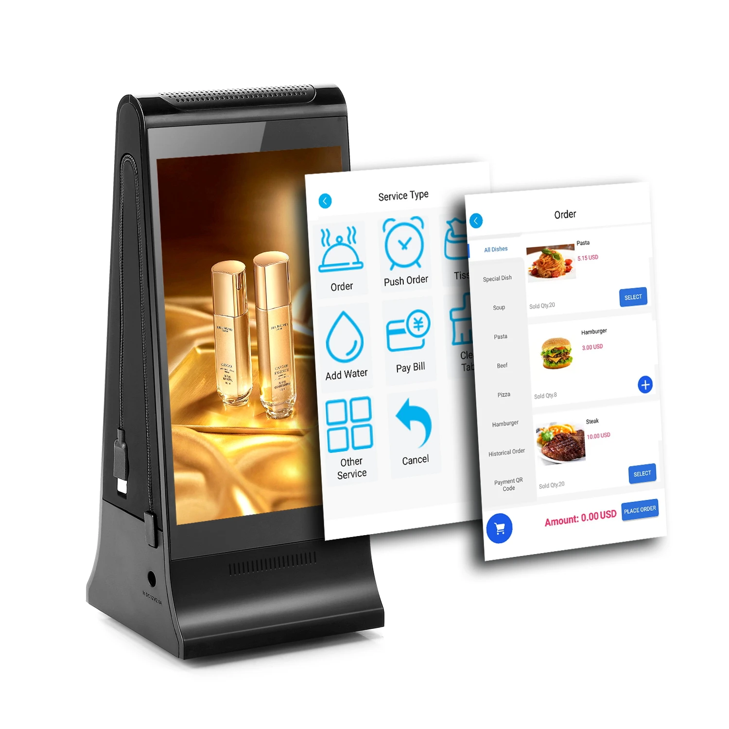 868SD Android Tablet Digital Restaurant Menu Call Double Side Board Indoor Touch Order Screen Video Media Ad Display Advertising