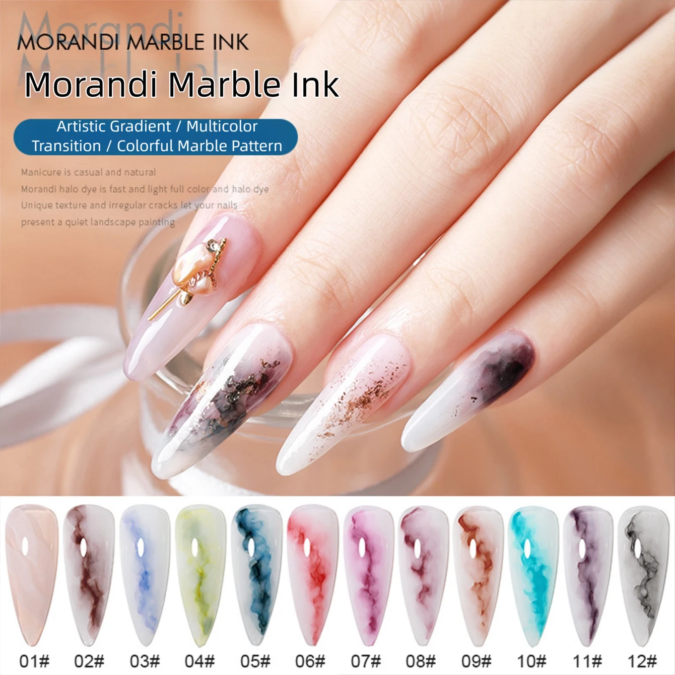 MAINEL 10ML 2026 New Morandi 12-Color Gradient Smudge Nail Polish Gel, Colorful Ink Blending, Manicure Gel