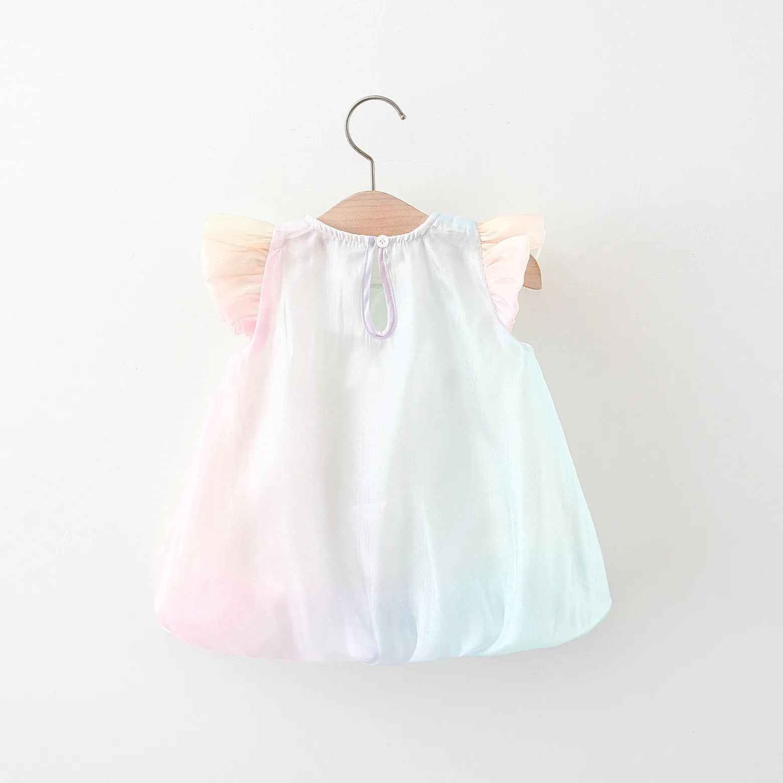 Summer Baby Girl Dress Girl\'s Five Three Dimensional Love Colored Pearl Yarn Little Flying Sleeves Princess Dress