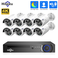 Hiseeu 4K 8MP POE Security Camera System AI Face Detection 8CH NVR H.265 Video Recorder Outdoor CCTV Surveillance IP Camera Kit