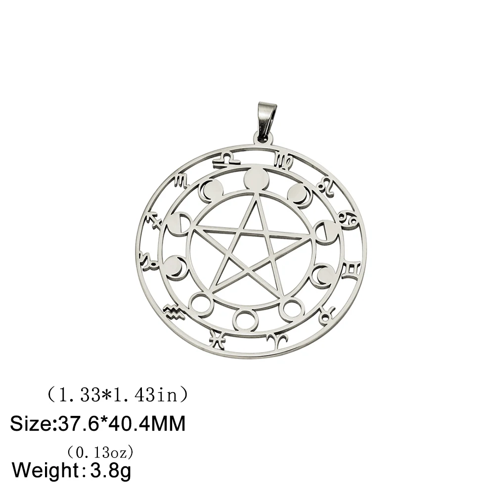 Dawapara faza księżyca Pentagram konstelacje wisiorek Wiccan Pagan magiczny Amulet Charms ze stali nierdzewnej do tworzenia biżuterii