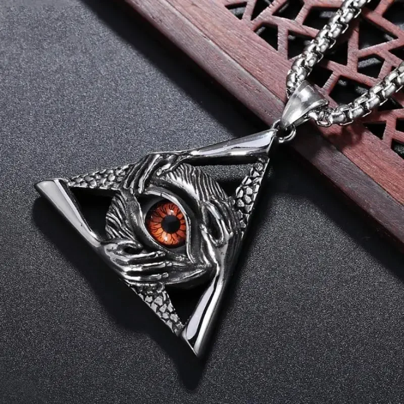 New Style Ancient Egyptian Pyramid Masonic Triangle Omniscient Eye Pendant Necklace Men's Trend Hip Hop Amulet Gift