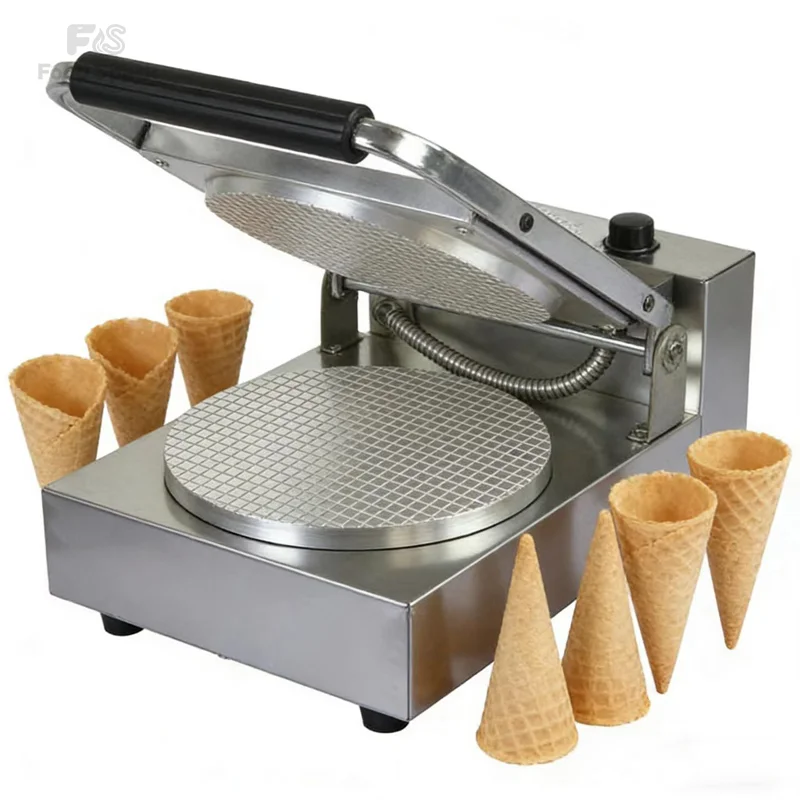 

Digital 110 220V Stainless Steel Snack Machine Easy To Operate Egg Roll Waffle Ice Cream Cone Maker Pan Condition New
