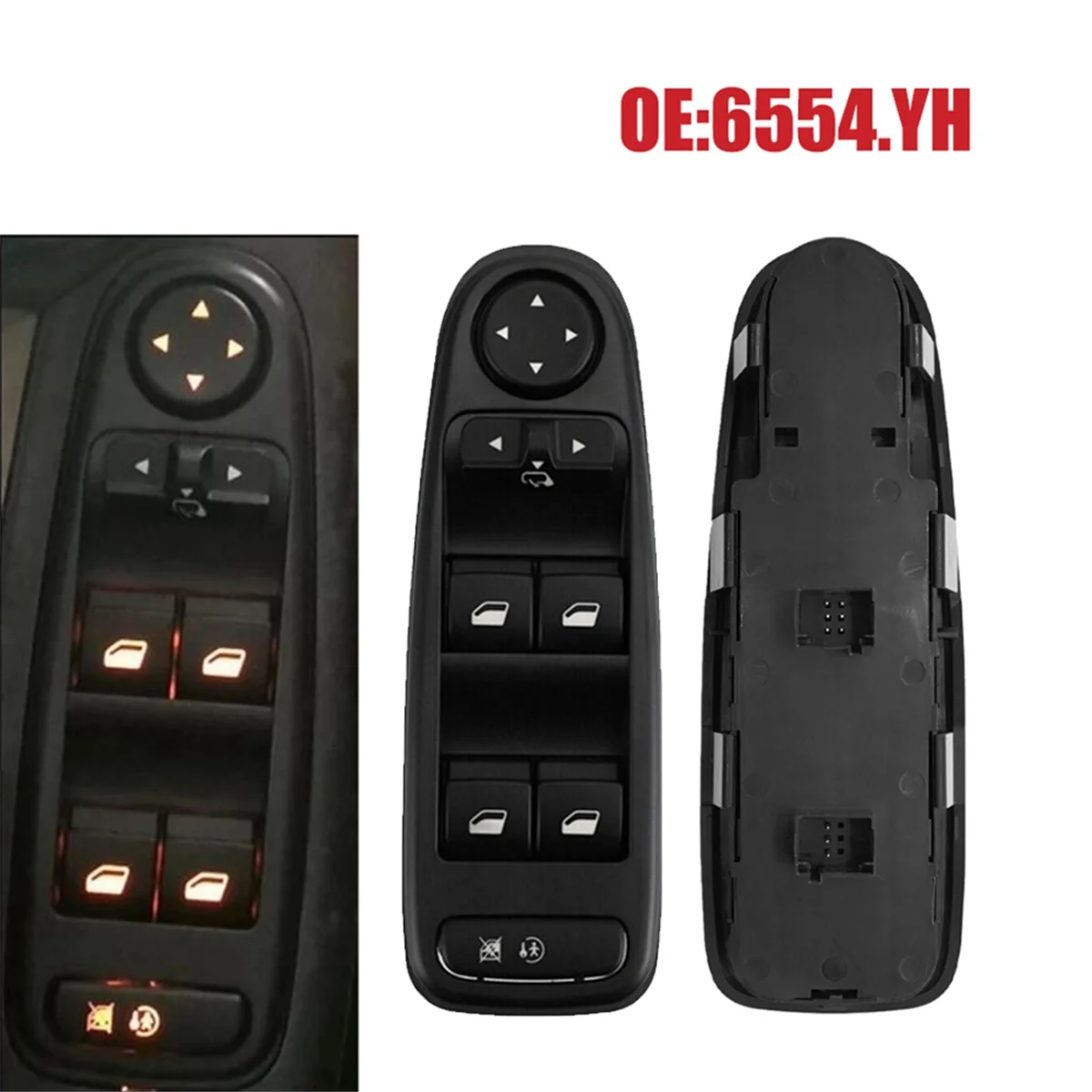 Car Master Power Window Switch 6554YH for Citroen C4 Grand Picasso 2007-2014 Front Window Lifter Control Switch LHD