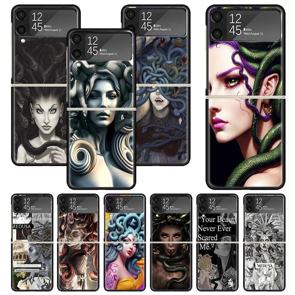 Medusa Greek Mythology Zflip4 Zflip5 Phone Case For Samsung Z Flip3 Flip4 Flip5 5G ZFlip 4 5 3 Cover Cellphone Shell Fundas