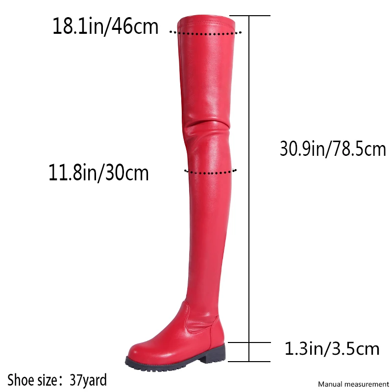 Big Size 41-46 Stretch Elastic Boots Low Heels Black Over The Knee Boots For Women 2024 Winter Leather Knee Boots Shoes