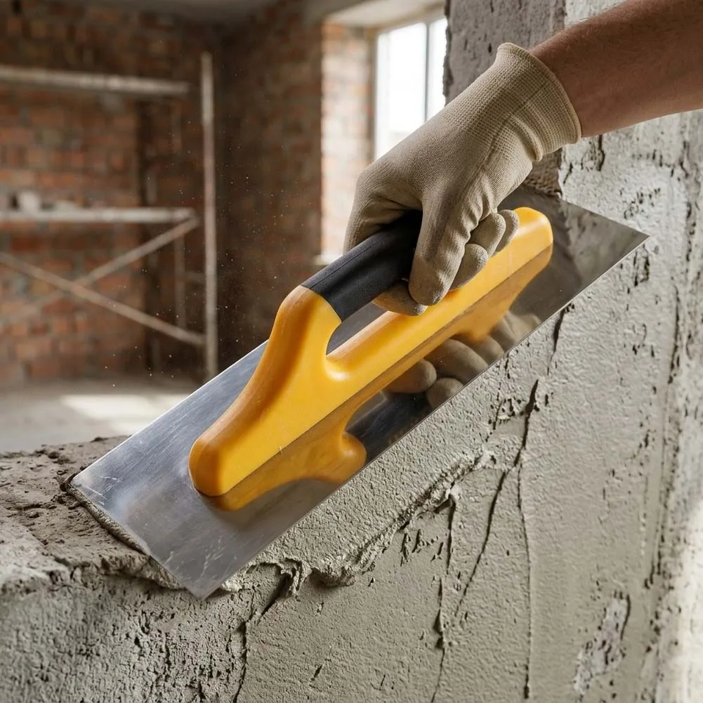 Stainless Steel Putty Trowel Featuring Flat Blade Geometry and Extended Handle for Improved Reach and Reduced Bending During Use