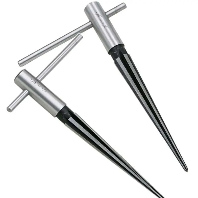 T Handle Reamer, 3-13mm/5-16mm 1：10 Tapered/Fluted, Bridge Pin Hole Reamer Chamfering Open Guitar Woodworker Luthier Tool