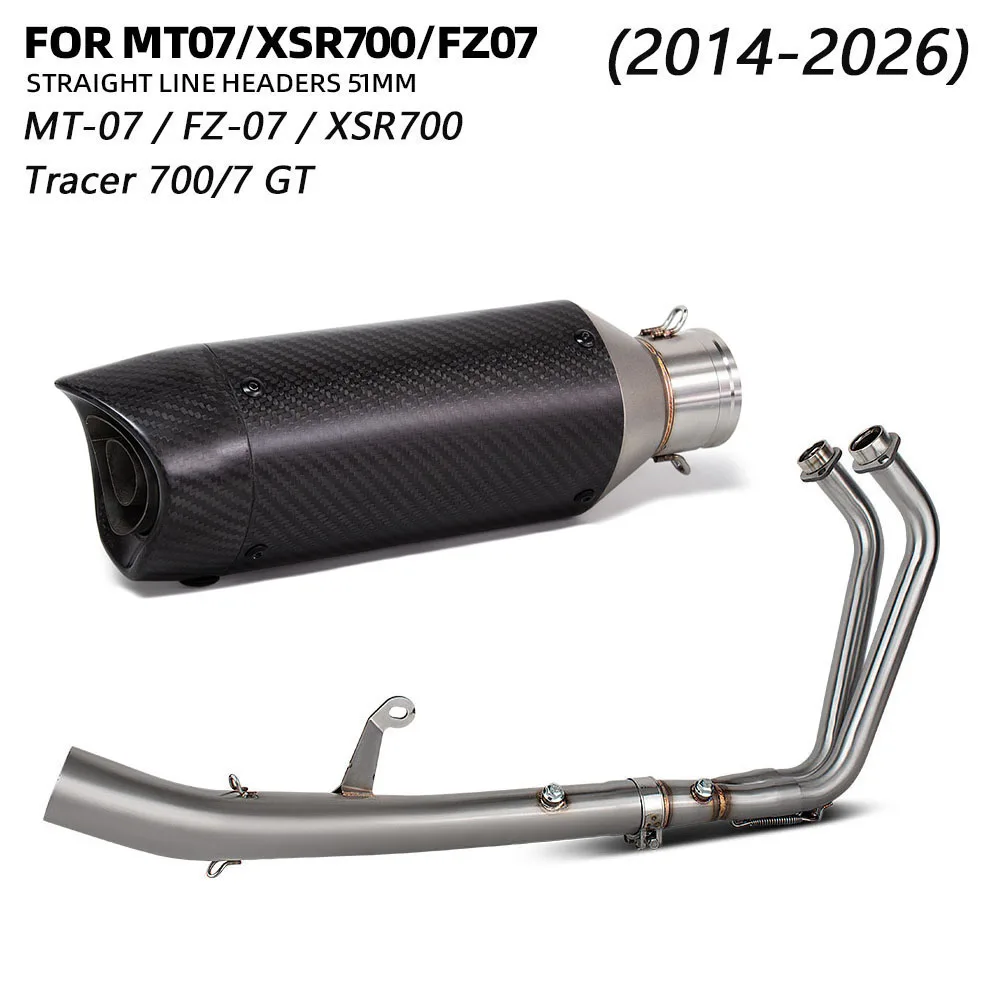 Tracer700 Exhaust System For Yamaha MT07 MT-07 FZ07 FZ-07 XSR700 Tracer 7/GT 2014-2026 Motorcycle Exhausts Front Pipe Muffler