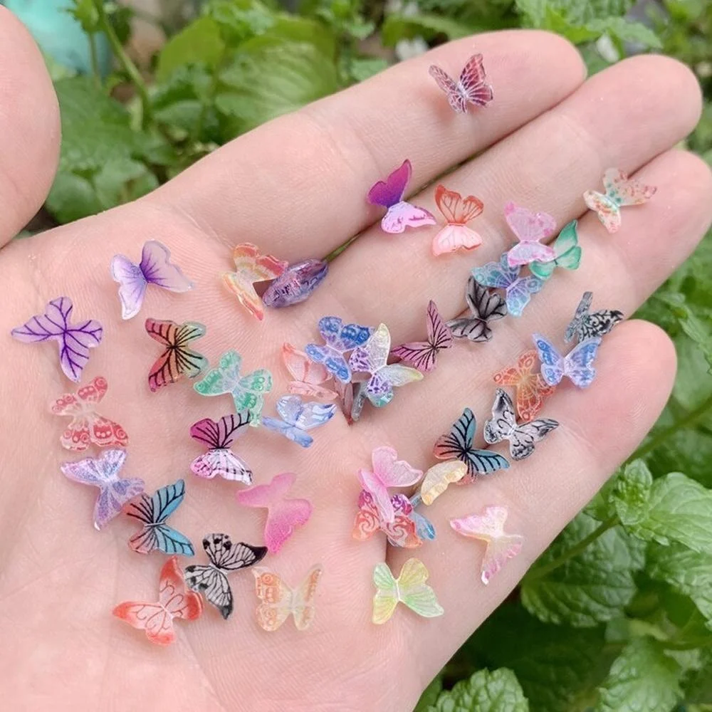 30Pcs 3D Butterfly Nail Art Decorations Mixed Color Rhinestones for Gel Acrylic and Natural Nails DIY Set