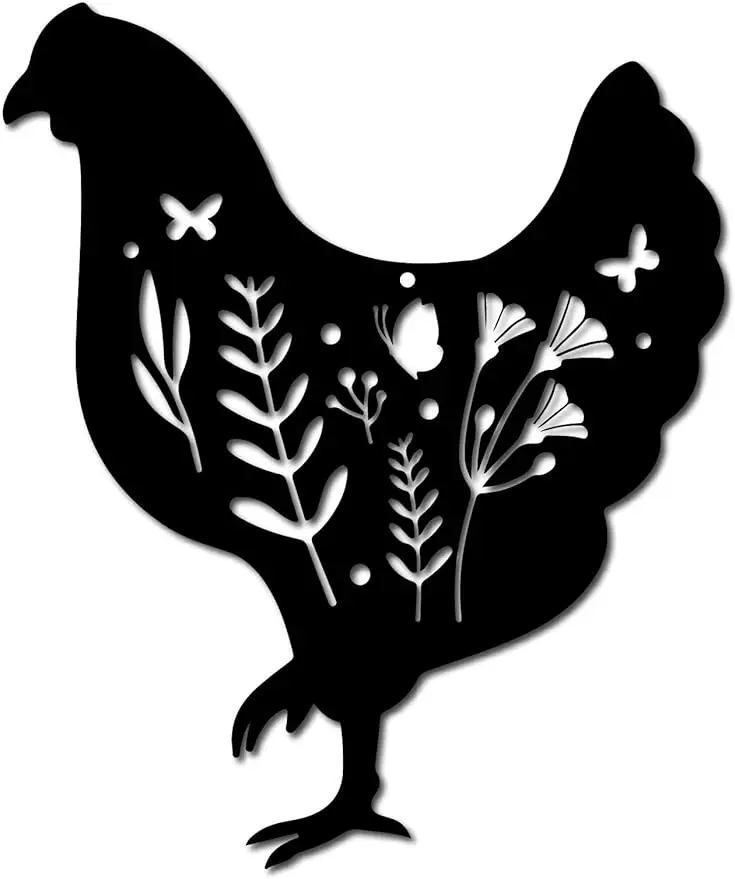 1PC Metal Chicken Wall Art Rooster Iron Wall Decor Wall Hanging Silhouette Sculpture Farmhouse Sign for Indoor Outdoor Home