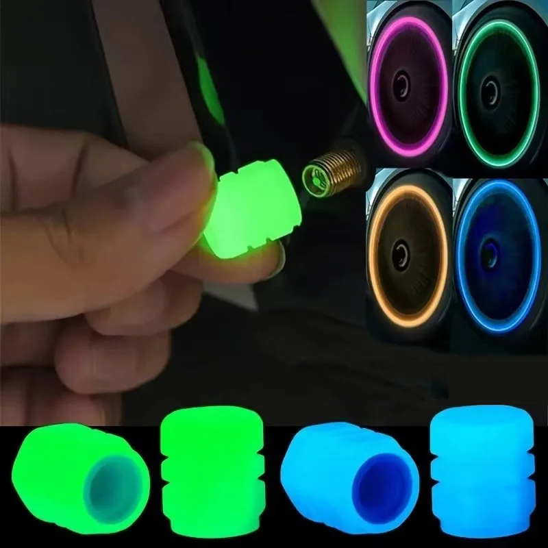 

4/8/16/20pcs Universal Luminous Bicycle Tire Valve Caps Night Glowing Decor Motorcycle Bike Valve Stem Cap Wheel Nozzle