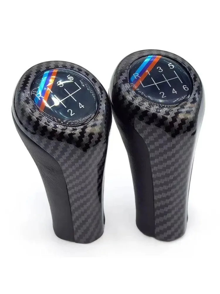 Gałka zmiany biegów z karbonowej skóry do BMW serii 1 3 5 6 M3 M4 M5 X5 X6 E30 E32 E34 E36 E38 E39 E46 E53 E60 E83 E84 E87 E90 E91 E92 — 2