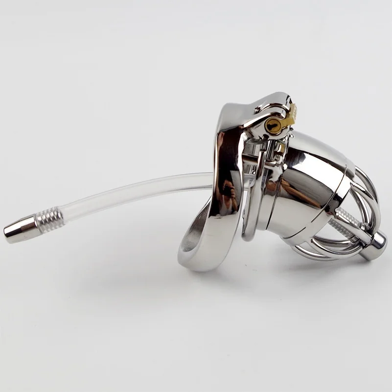 Stainless Steel Chastity Device with Urethral Sounds Catheter and Spike Ring S/L Size Cock Cage Male Chastity Belt 18+ Sex Shop