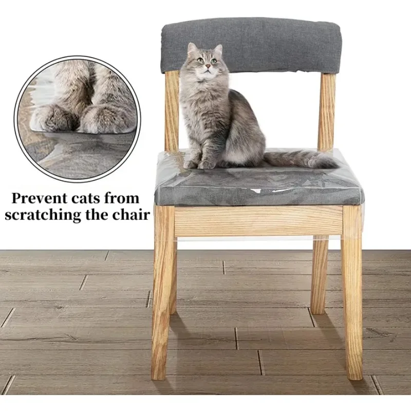 Prevent Pet Damage Chair Cover with Magic Anti Scratch Dustproof Anti-fouling Transparent Chair Slipcover 4PCS Seat Protector