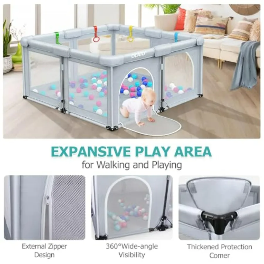 Box per bambini OCATO: Box pieghevole per neonati e bambini piccoli Penna da gioco grande Box portatile Recinzione Area di sicurezza per interni ed esterni T