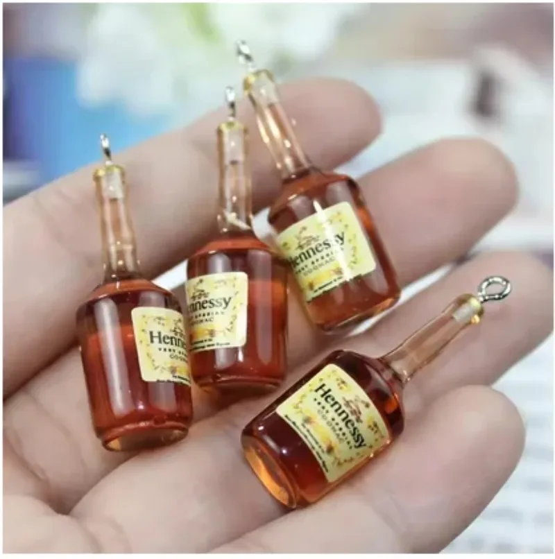 10Pcs 3D Simulation Alcohol Bottle Resin Charms Mini Drink Pendants DIY Jewelry Findings for Earrings Keychains Accessories