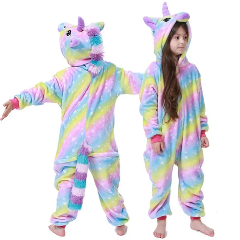 Crianças pijamas de inverno crianças panda pijamas unicórnio kigurumi onesies para meninos meninas cobertor sleeper anime cosplay bebê salto mn8