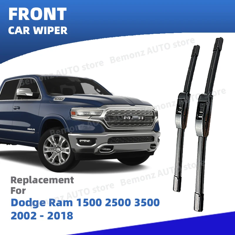 LHD Front Windshield Wiper Blades For Dodge Ram 1500 2500 3500 2002-2024  2pc Windscreen Accessories  2003 2005 2008 2015 2017