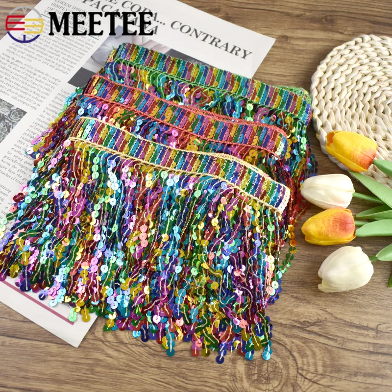 

2/5Yards Embroidered Sequin Tassel Fringe for Sewing Latin Dress Lace Trim Ribbon Clothes Decor Trimming DIY Garment Accessories