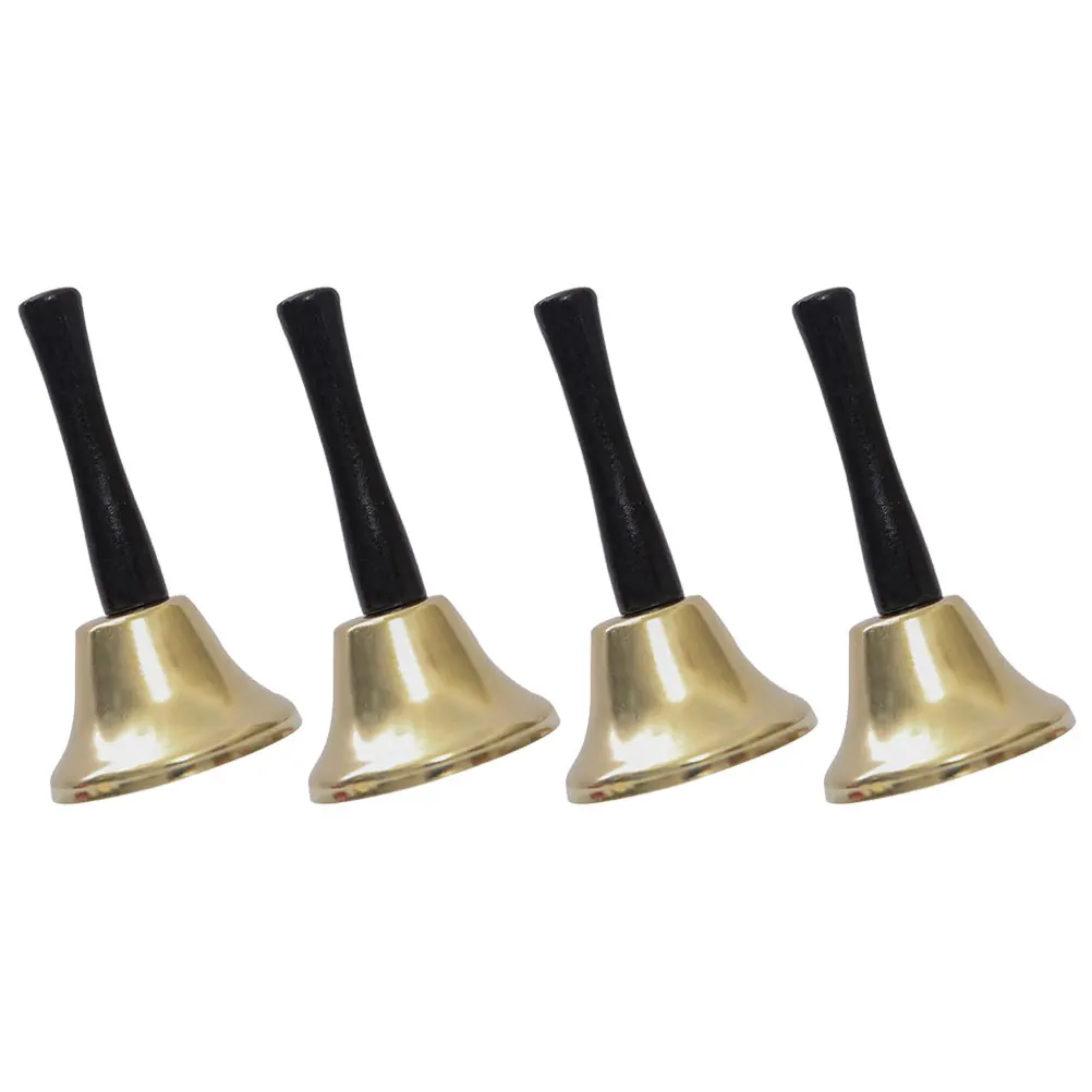 

4pcs Golden Hand Bells Durable Retro Christmas Ornaments Jingle Bell Decorations Metal Hand Bell for Table Child Gift