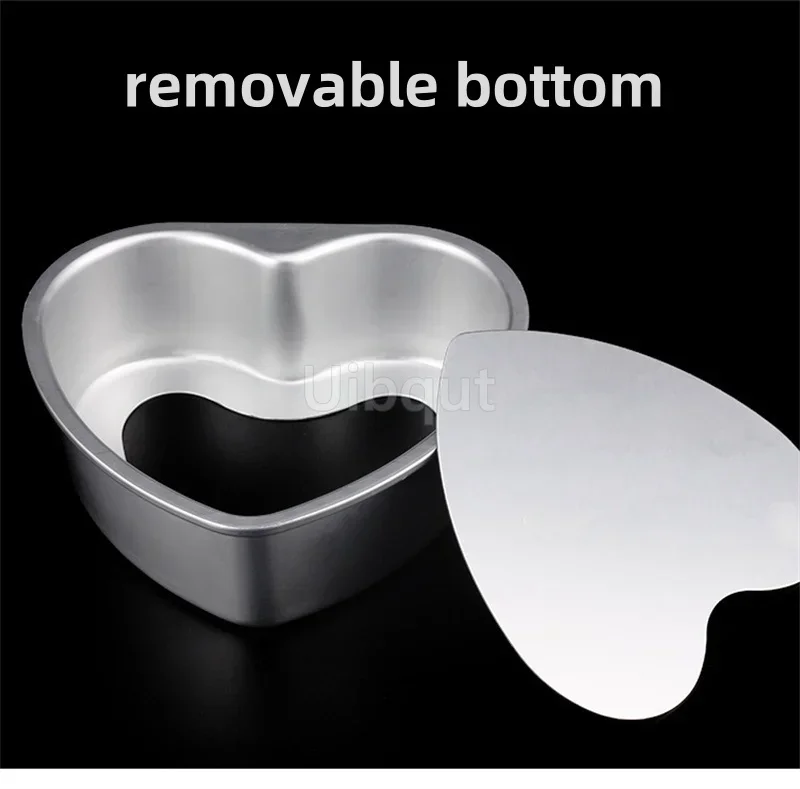 3/4/5/6/7/8/10/11 Inch Heart Shaped Cake Pan mold Solid Bottom Alloy Aluminum Chocolate Cake Pan Silver Tin Baking Mold Mould