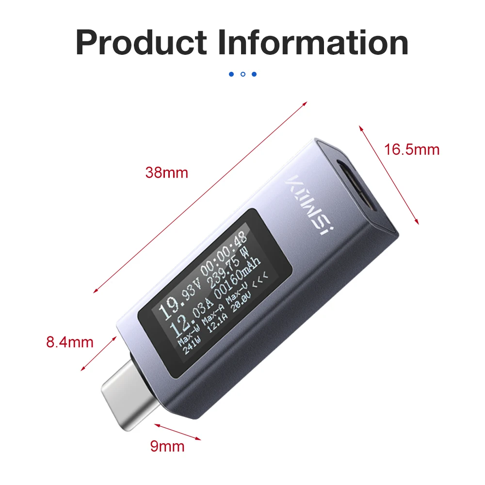 KWS Typ-C Ladetester DC 4-30V 0-12A Digital Voltmeter Spannung Strom Meter Amperemeter Power Bank Telefon Ladegerät Anzeige – Detail 30
