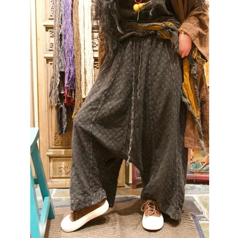 New Arrival Autumn 25 Women Good Quality Cotton Linen Ankle-length Pants Casual Loose Elastic Waist Harem Pants Harem Pants M154