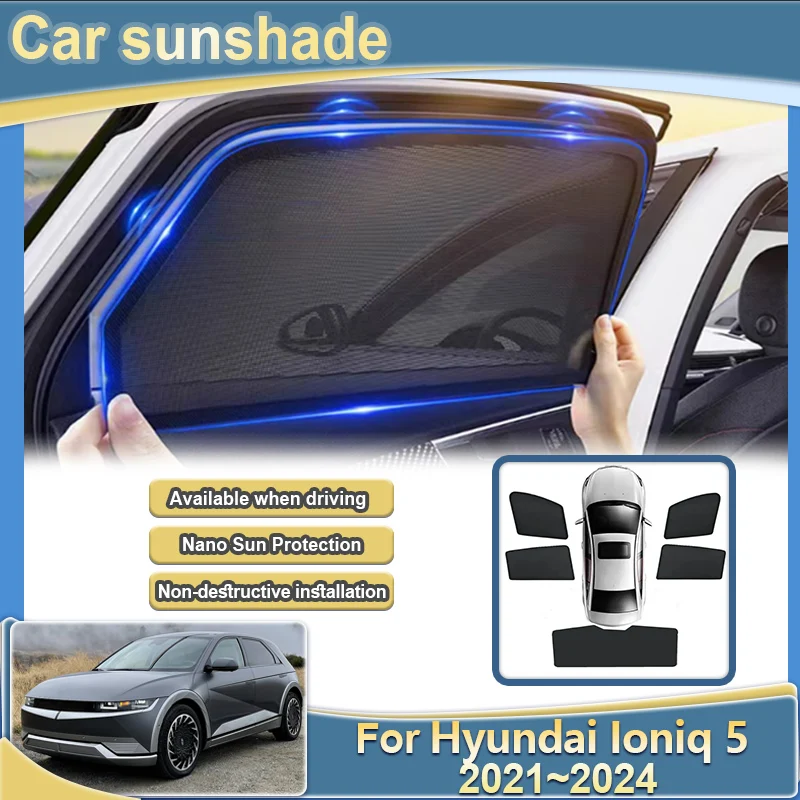 

Для Hyundai Ioniq 5 NE аксессуары 2021 ~ 2024 2022 2023 автомобильная сетка солнцезащитный козырек для окна солнцезащитный козырек светоблокирующий занавес автомобильные аксессуары