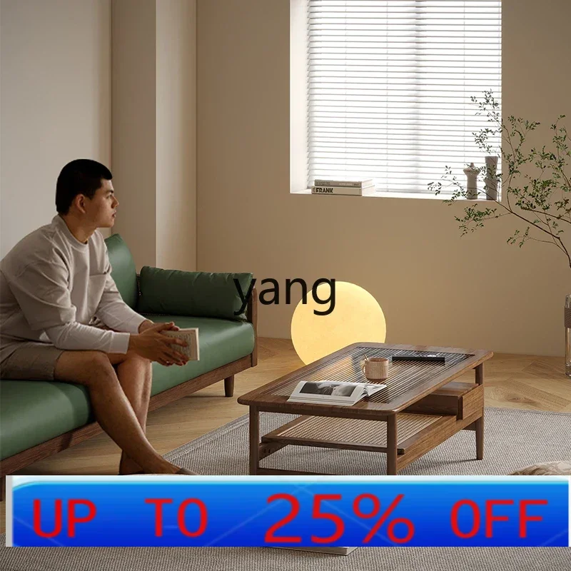 

LCX solid wood coffee table living room simple retro with storage small tea table tea table