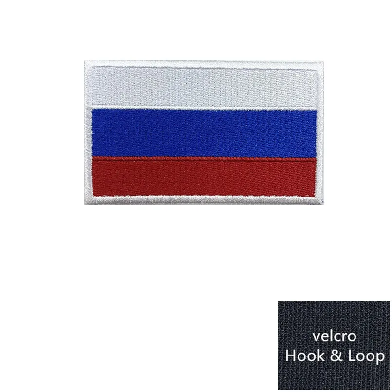 1 pz bandiera russa Russia fascia da braccio ricamata Patch hook and loop o Iron On ricamo Badge panno Military Moral Stripe