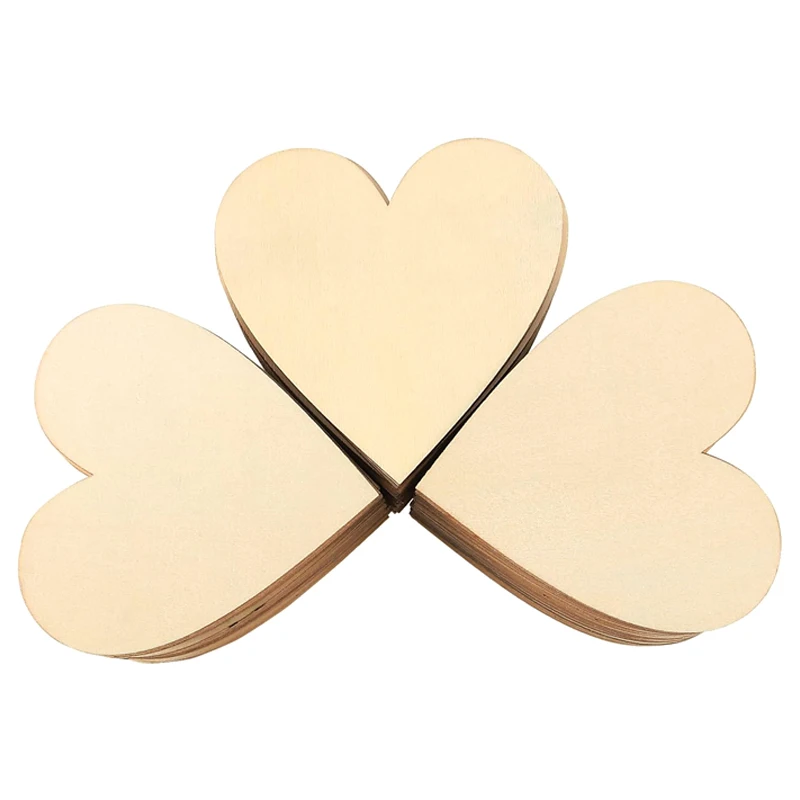 

100pcs 10cm Wood Hearts for Crafts, Unfinished Blank Wooden Heart Cutouts DIY Ornament for Wedding Guest Book Art Project